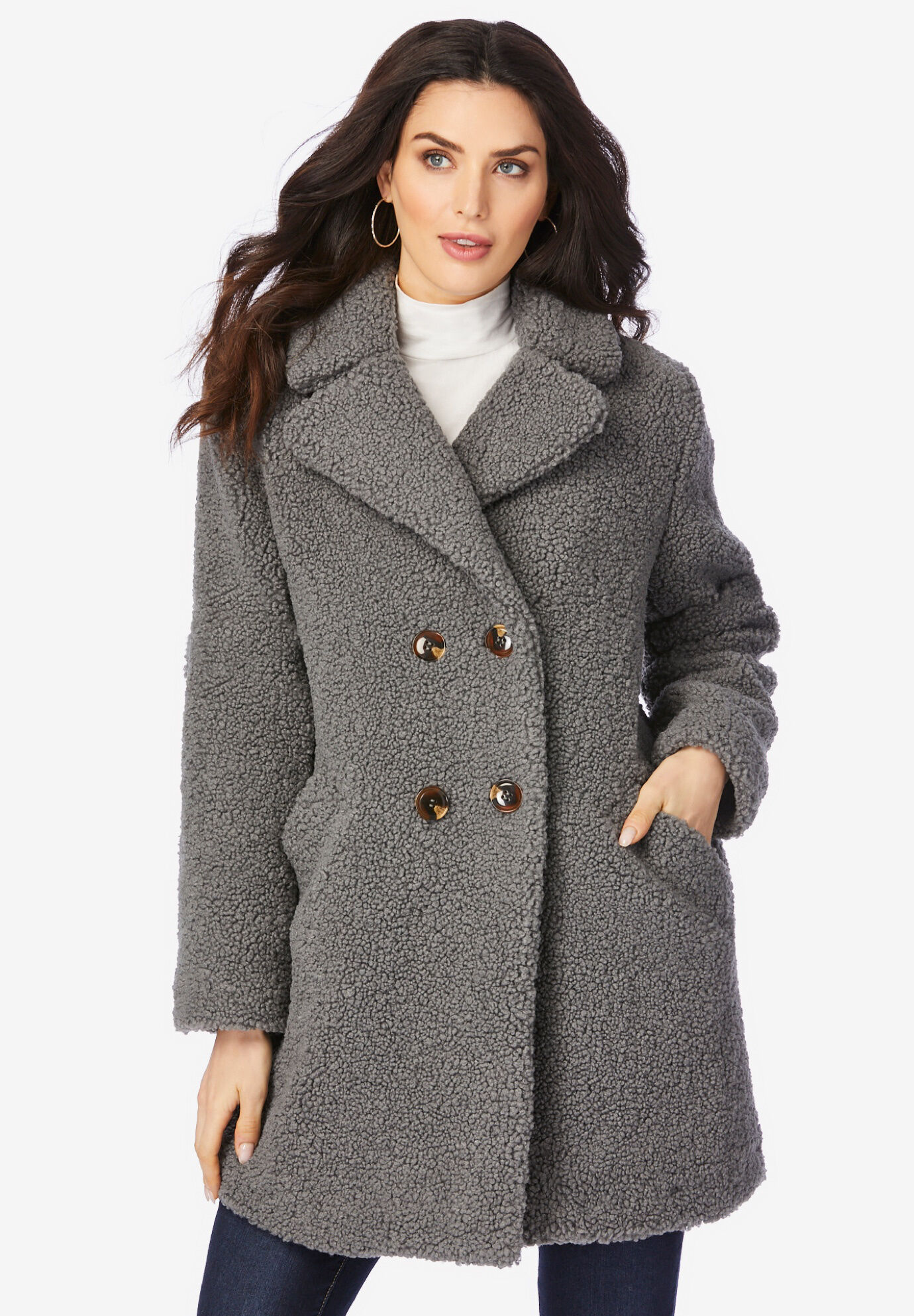 Double-Breasted Teddy Coat | Fullbeauty Outlet
