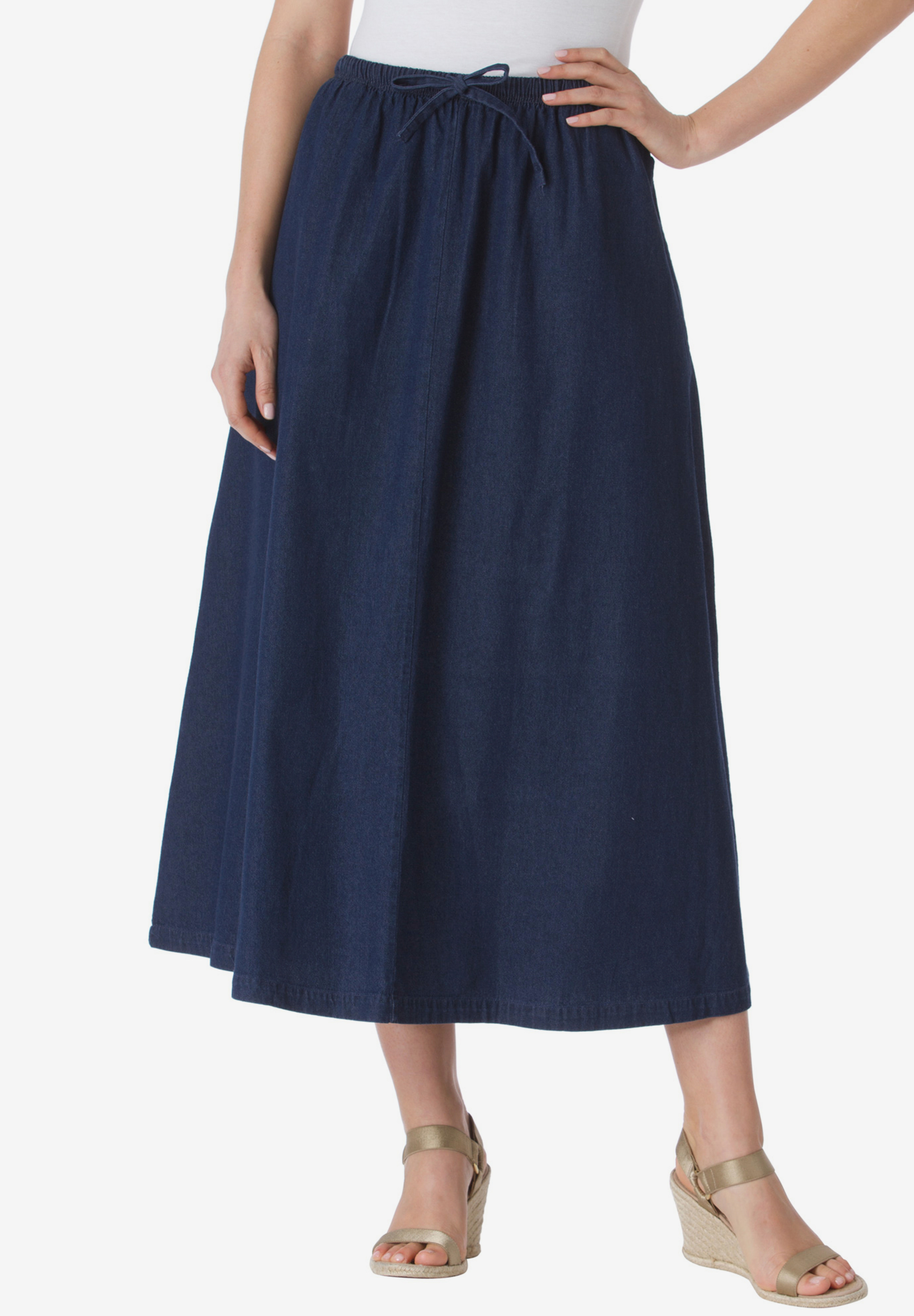 fit and flare denim skirt
