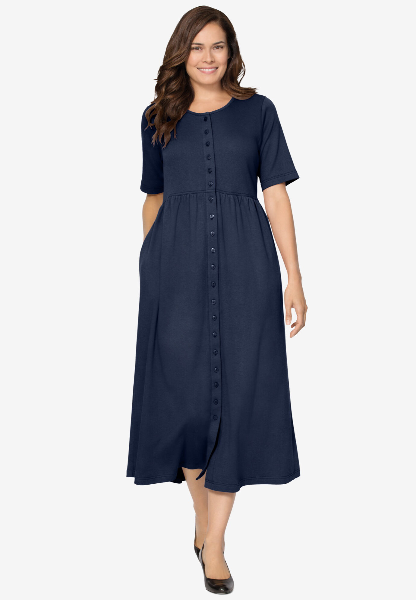 Button-Front Essential Dress | Fullbeauty Outlet