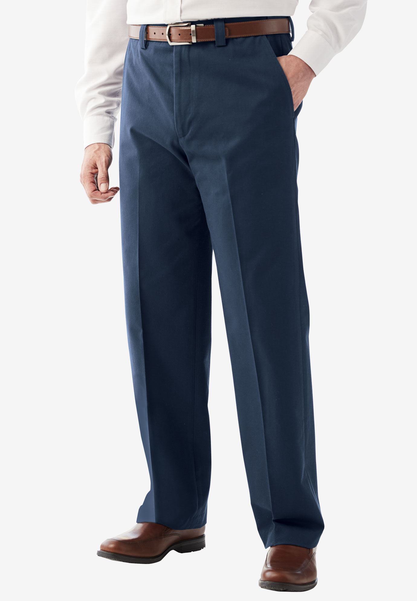 Wrinkle Free Expandable Relaxed Fit Plain Front Pants | Plus Size Pants ...