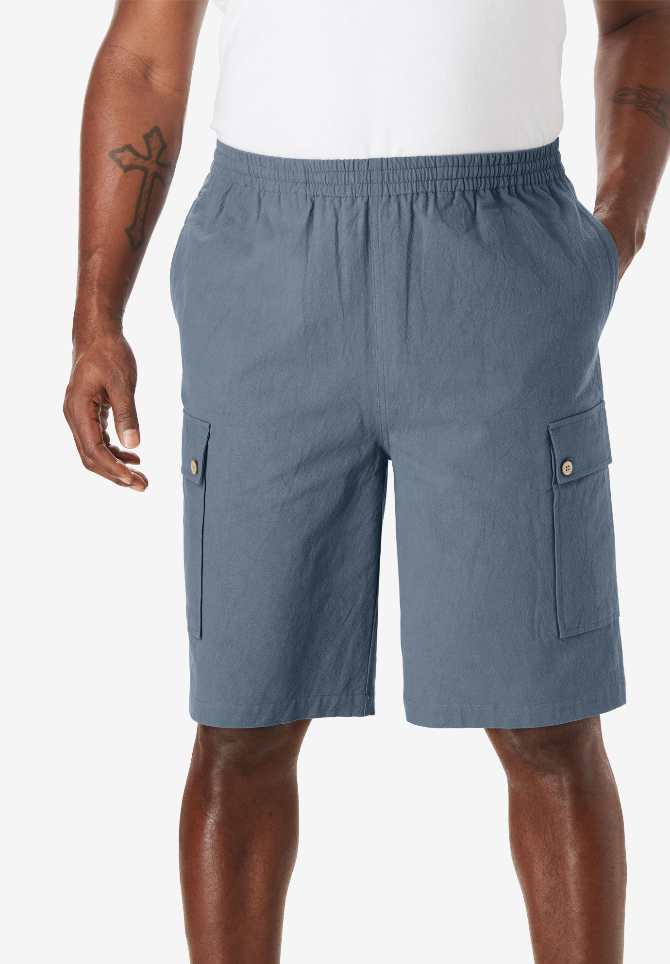 Full Elastic Waist Gauze Cargo Shorts| Big and Tall Pants & Shorts ...