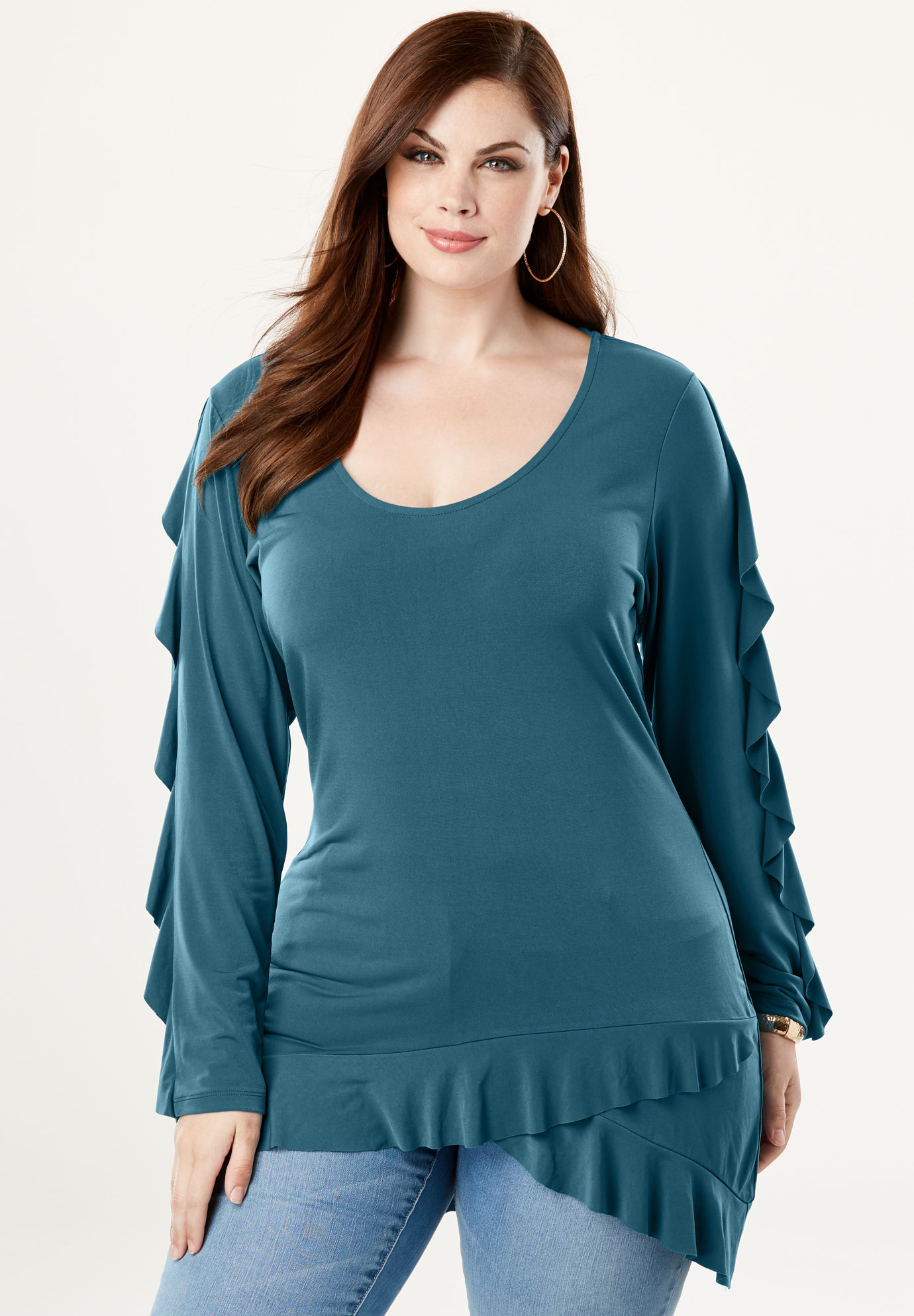 High Low Ruffle Tunic Plus Size Tops And Tees Full Beauty 