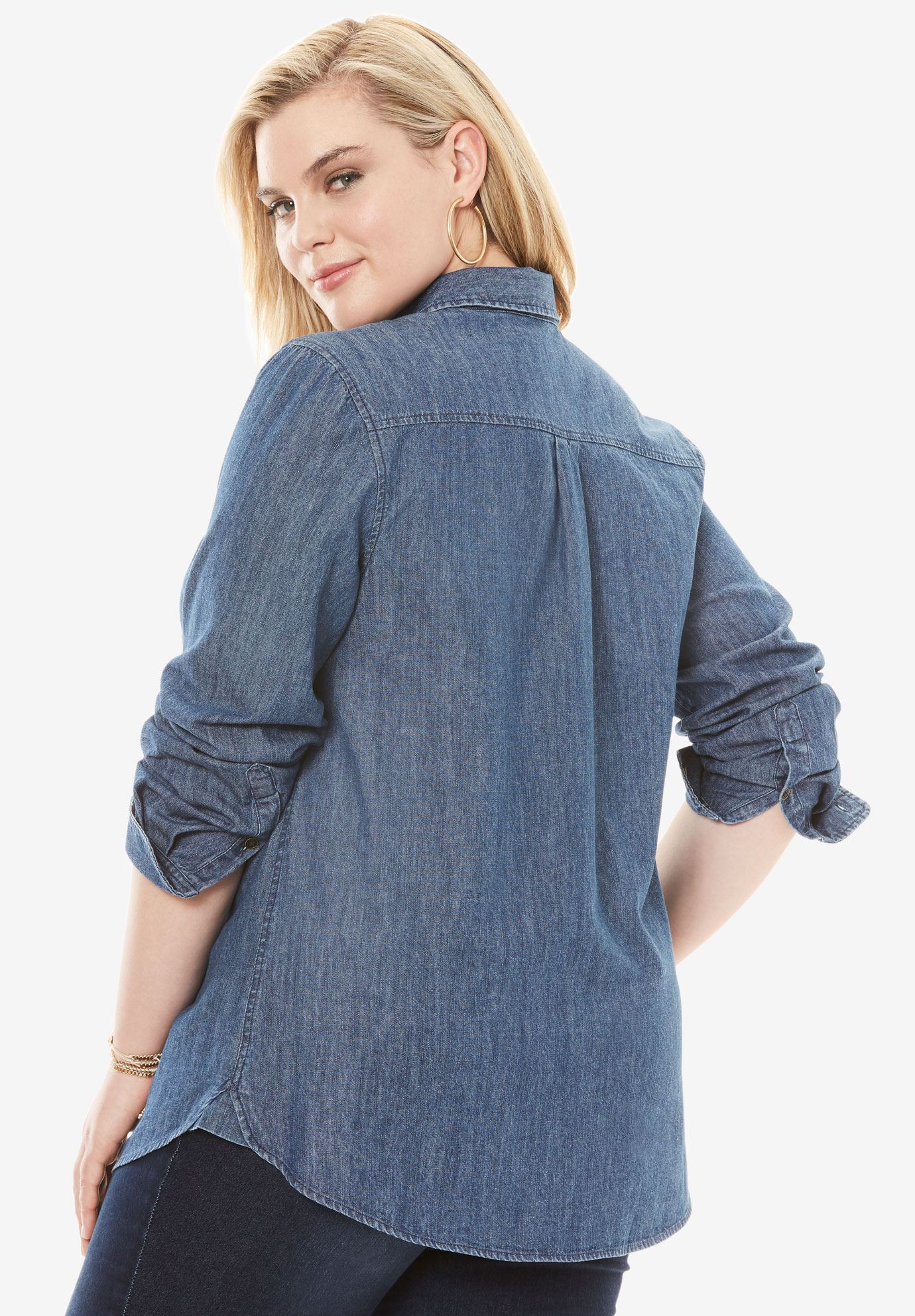 Embroidered Denim Shirt | Fullbeauty Outlet