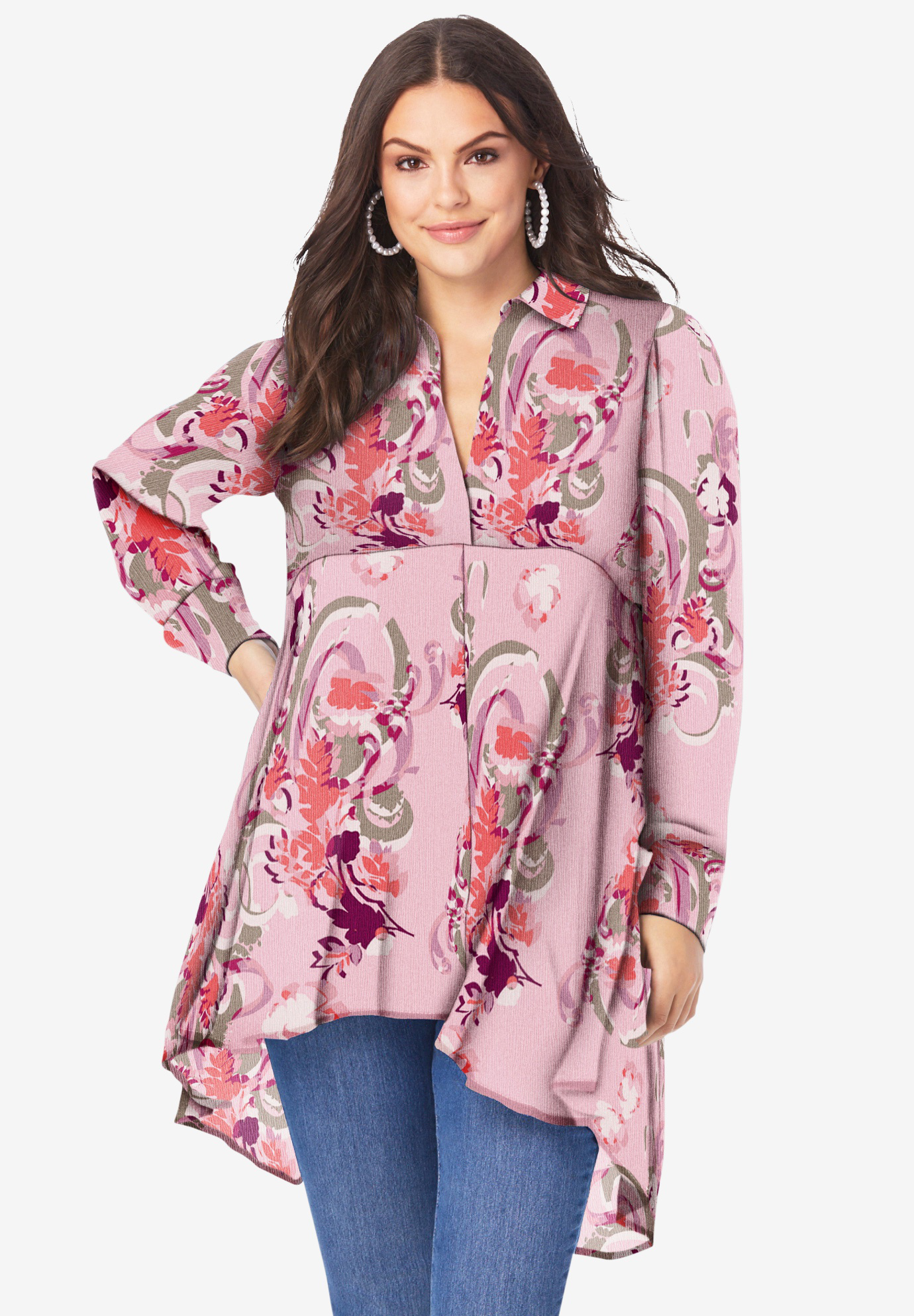 Fit-and-Flare Crinkle Tunic | Fullbeauty Outlet