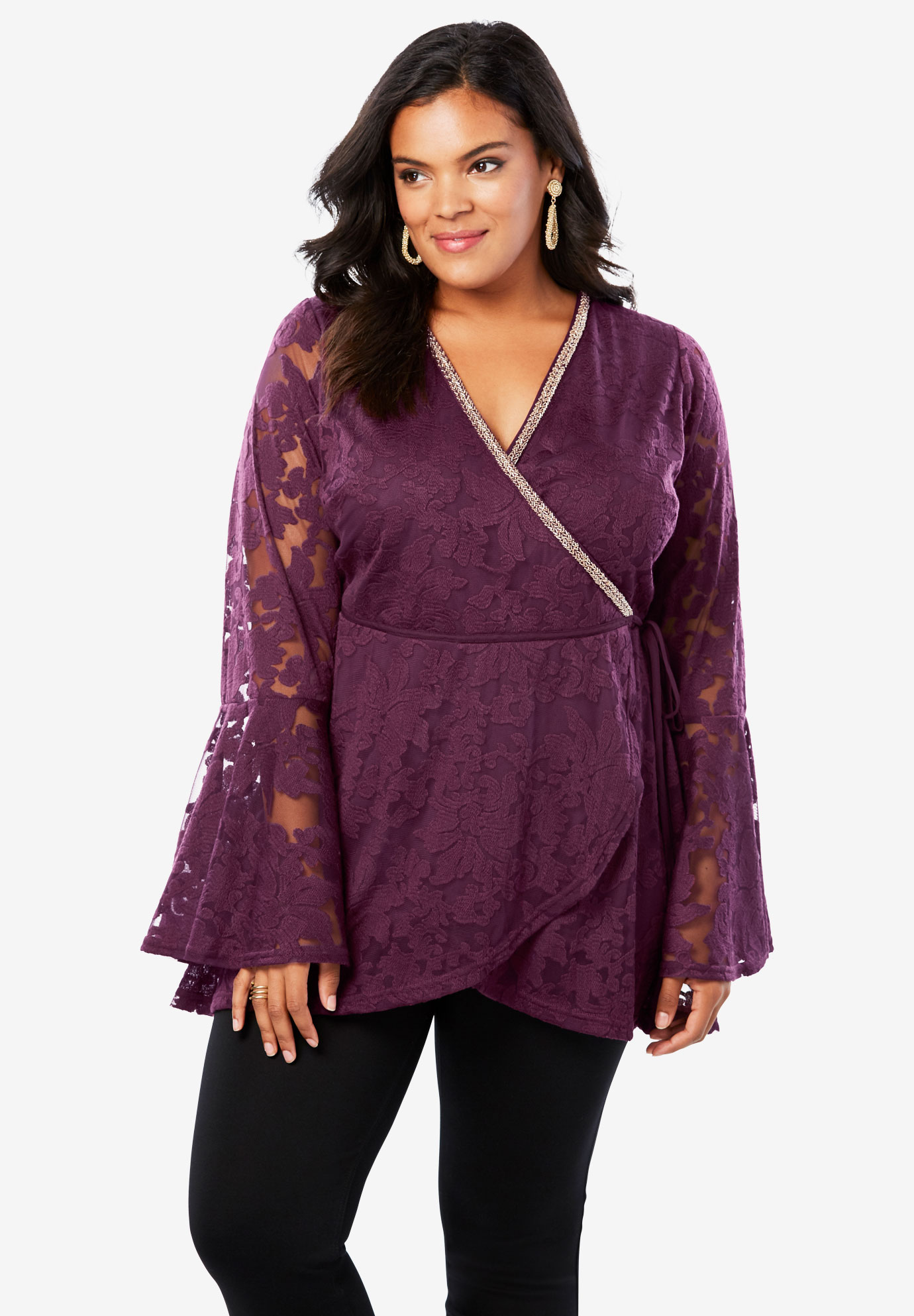 Wrap Lace Tunic Plus Size Tunics Full Beauty 1052