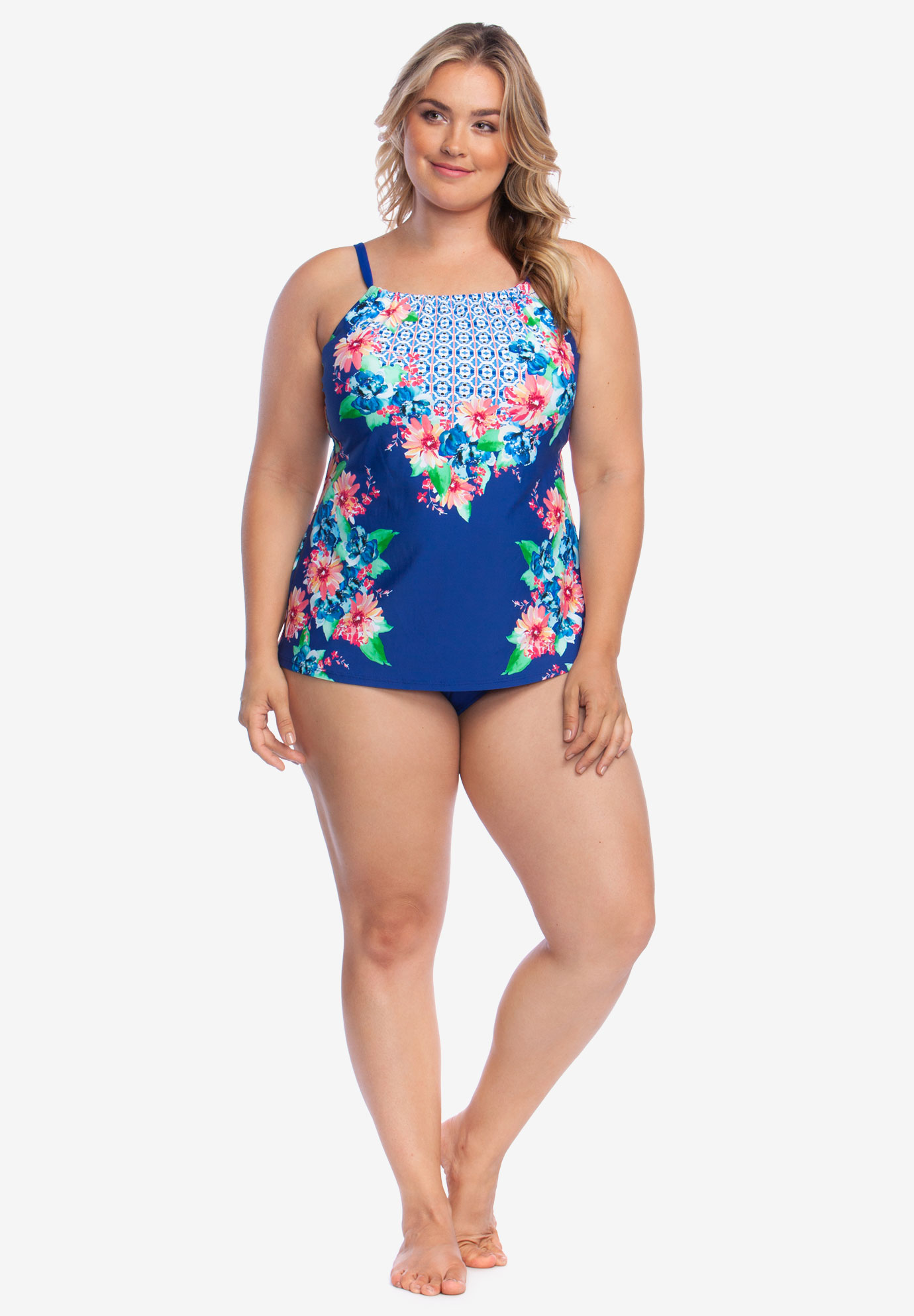 High Neck Tankini Top By 24thandocean Plus Size Tankinis And Bikinis Full Beauty