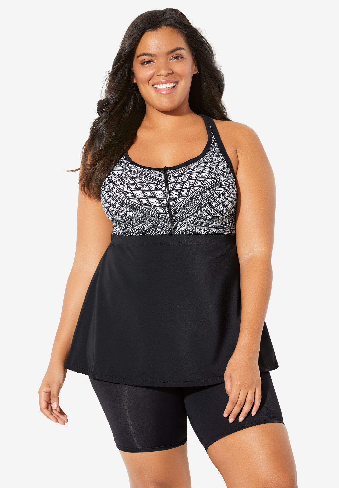 Zip Front Tankini Top Plus Size Tankinis And Bikinis Full Beauty 9435