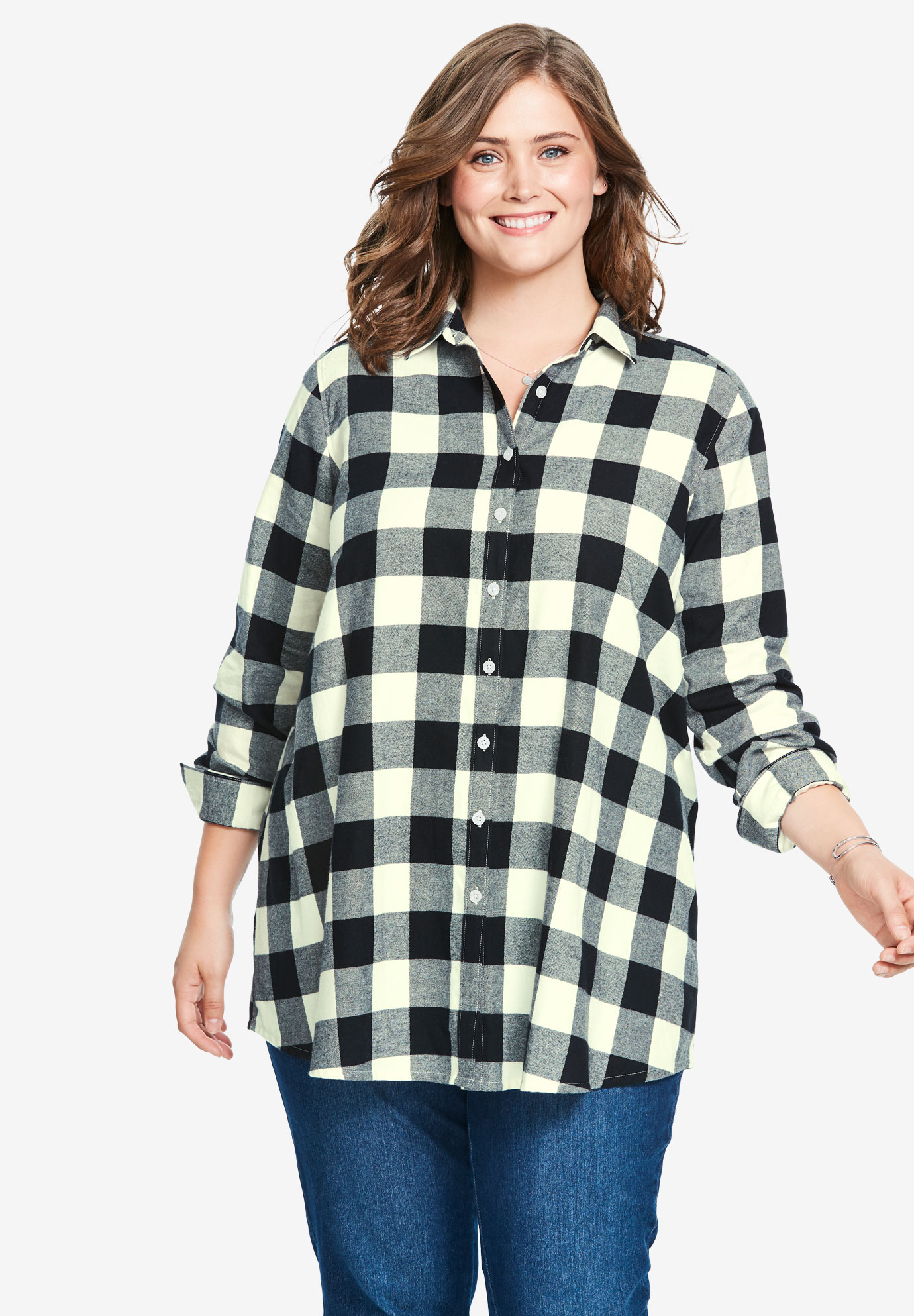 Flannel Tunic| Plus Size Shirts & Blouses | Fullbeauty