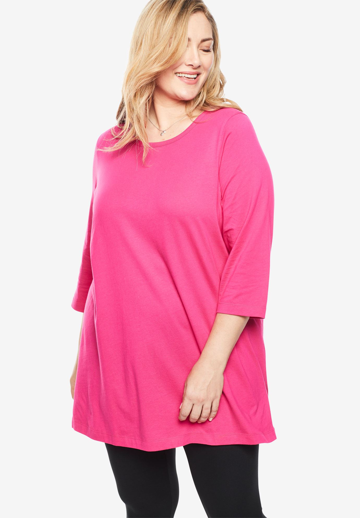 three quarter sleeve tunic tops