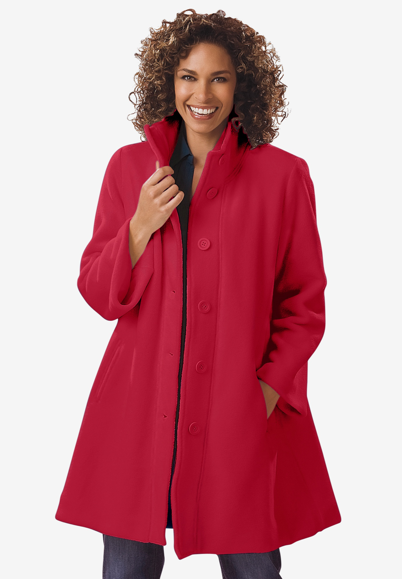 Fleece Swing Funnel-Neck Coat| Plus Size Winter Coats | Fullbeauty