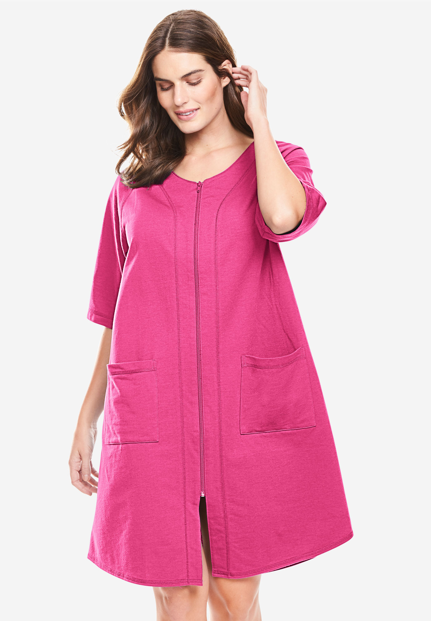 Short Sleeve French Terry Robe By Dreams And Co® Plus Size Robes And Slippers Full Beauty 