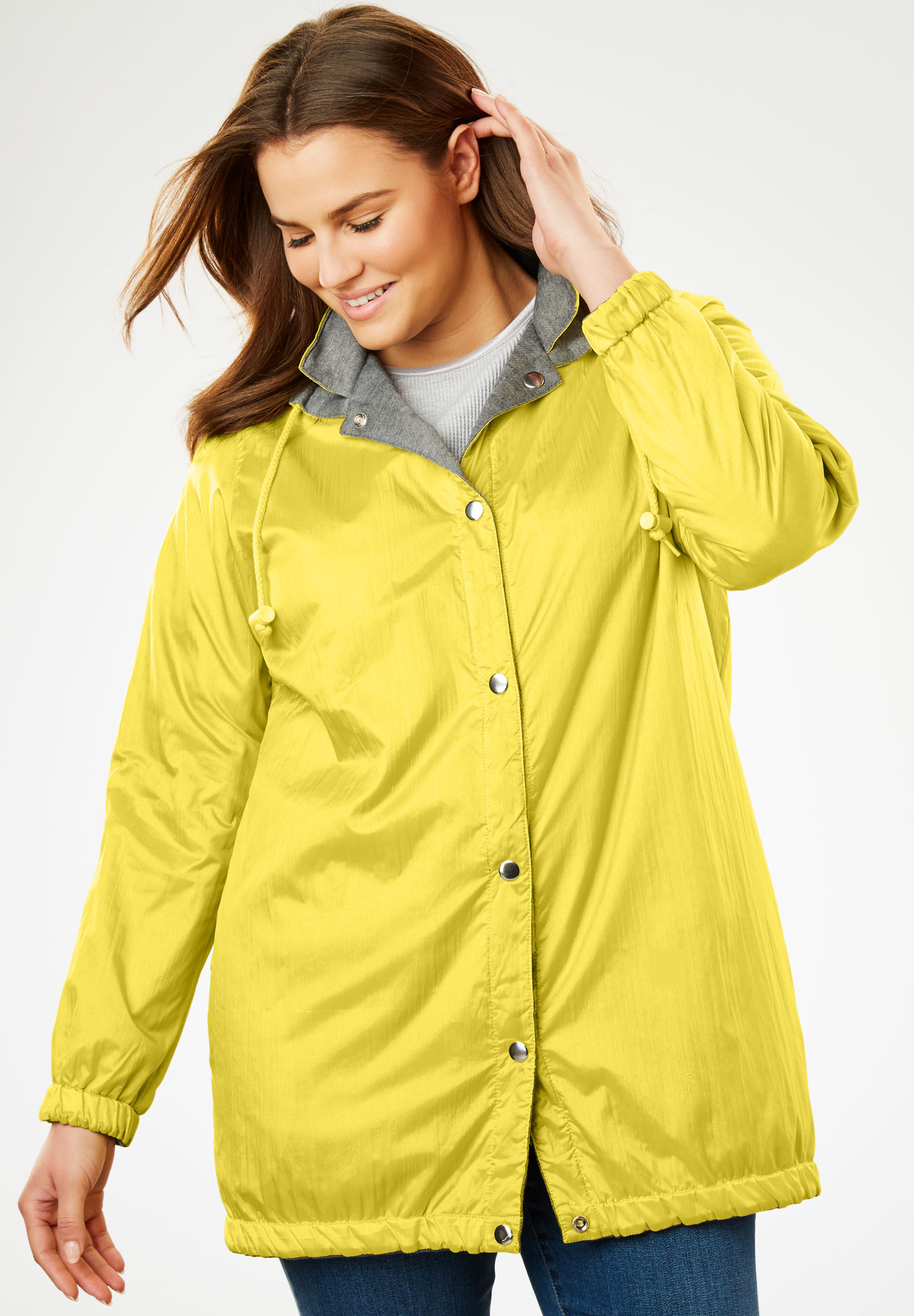 Cozy Fleece Nylon Reversible Jacket Plus Size Jackets & Blazers