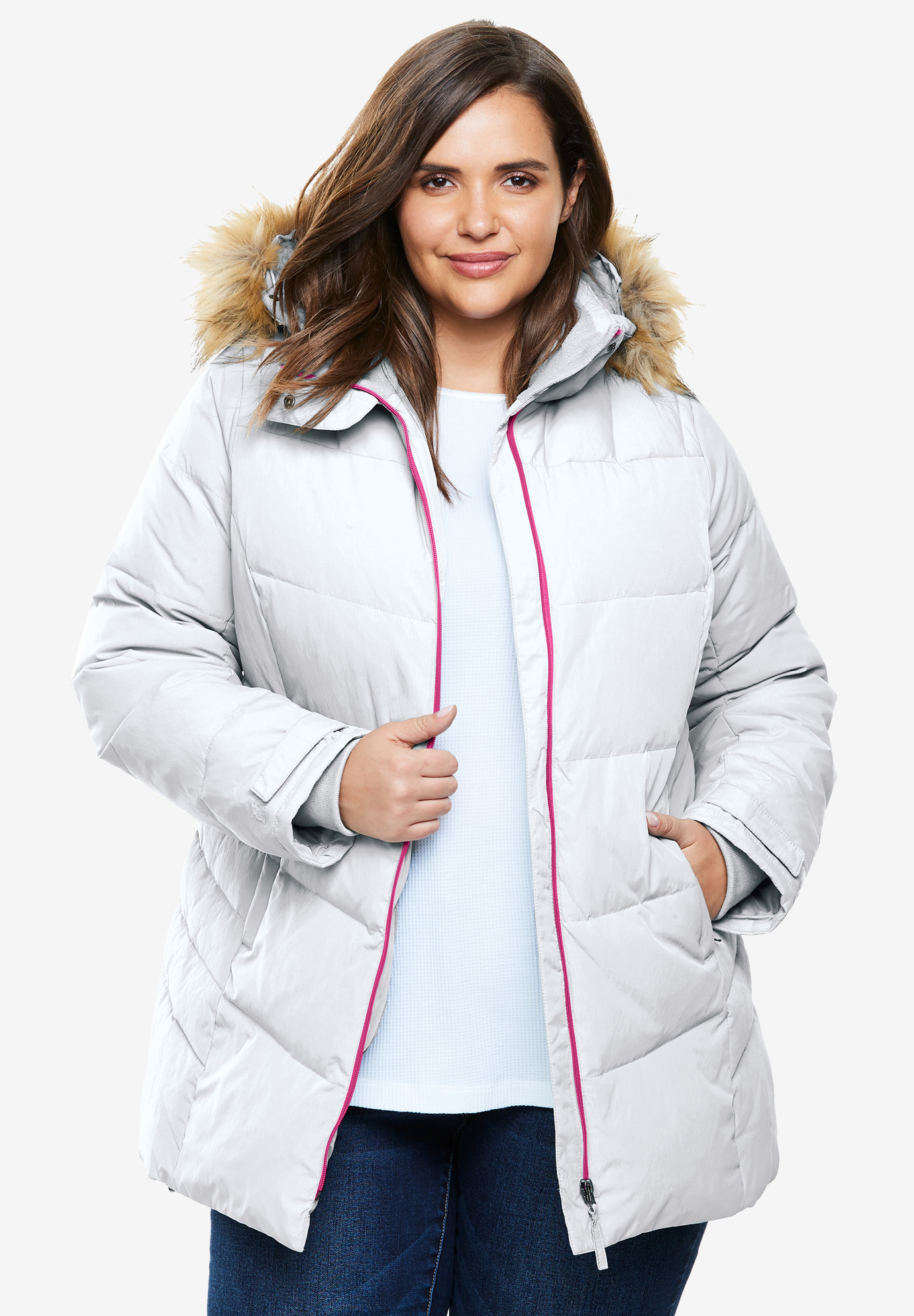 Fur Trim Hooded Ski Jacket | Fullbeauty Outlet