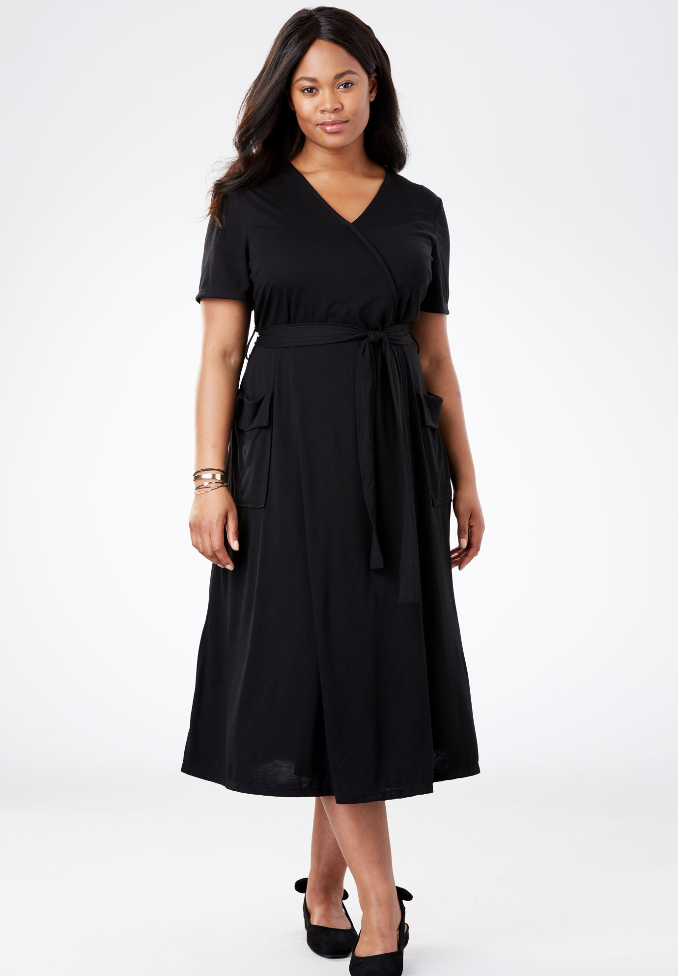 Midi Faux Wrap Dress| Plus Size Casual Dresses | Full Beauty