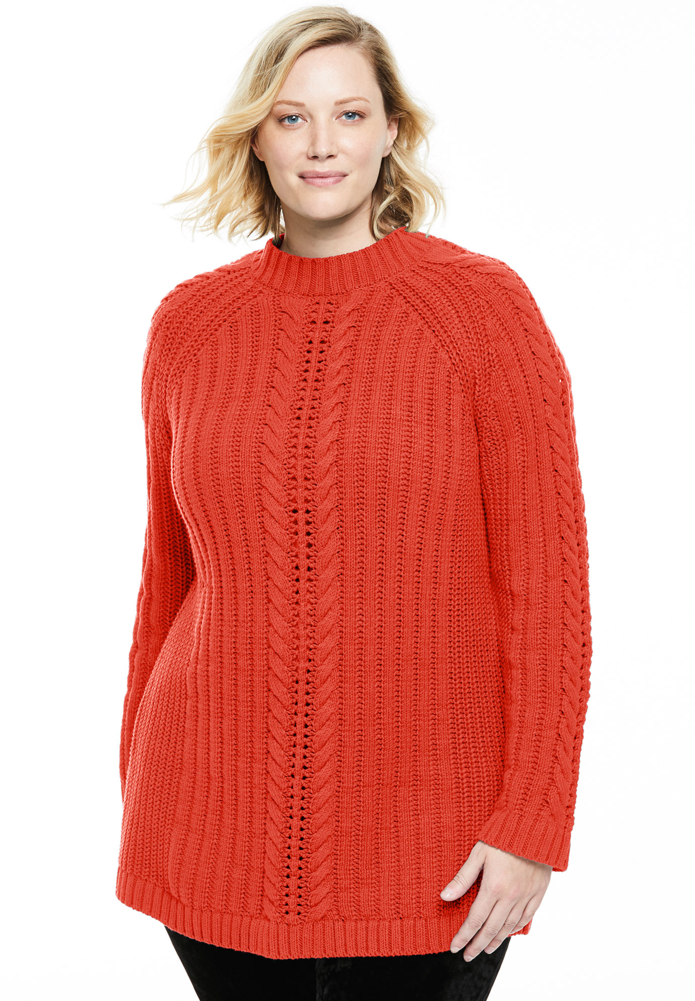 Download Pullover Mock Neck Cabled Sweater| Plus Size Sweaters | Full Beauty