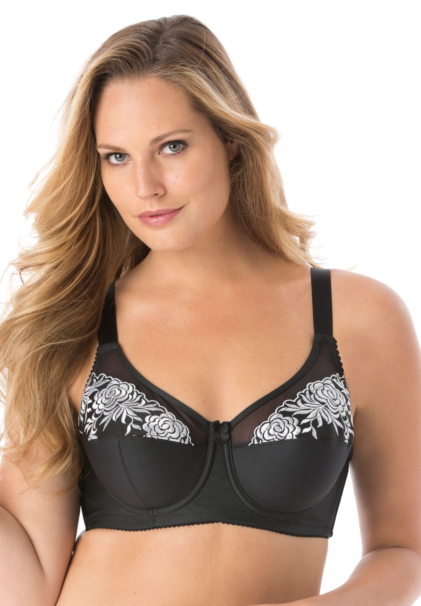 Embroidered Underwire Bra By Elila® Plus Size Underwire Bras Full Beauty 
