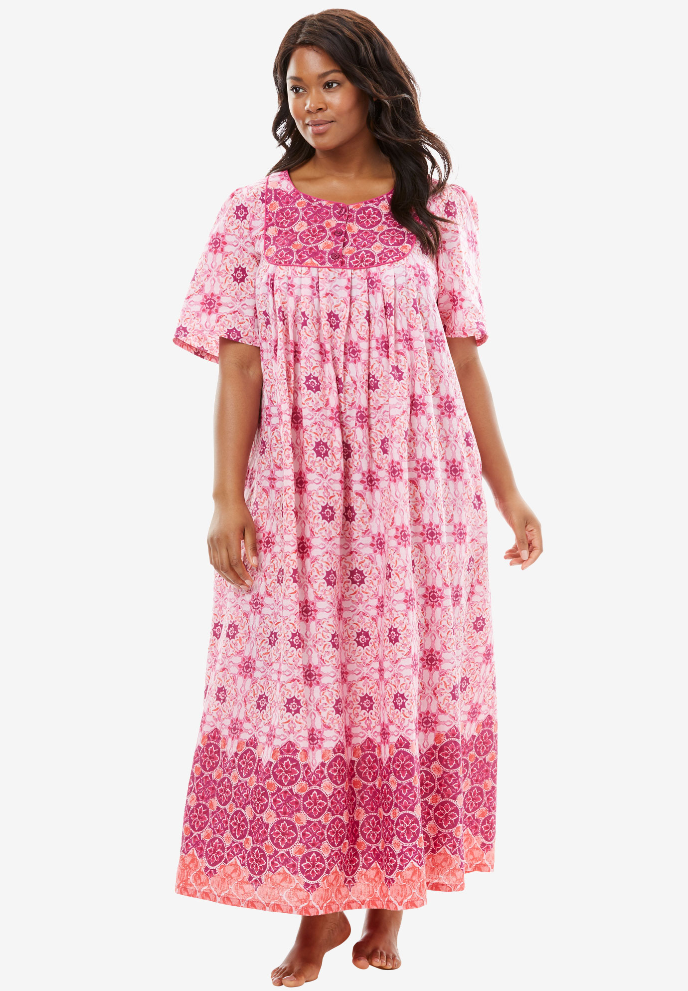 Mixed Print Long Lounger by Only Necessities®| Plus Size Sleepwear ...