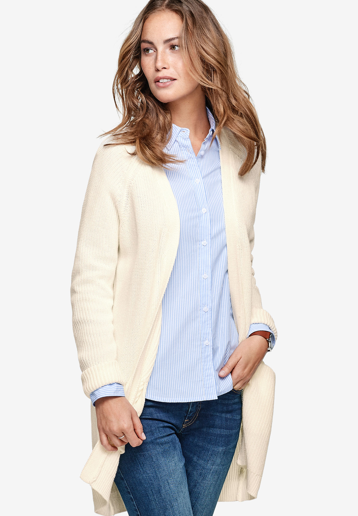 Ribbed Open Cardigan Sweater by ellos® | Plus SizeSweaters & Cardigans ...