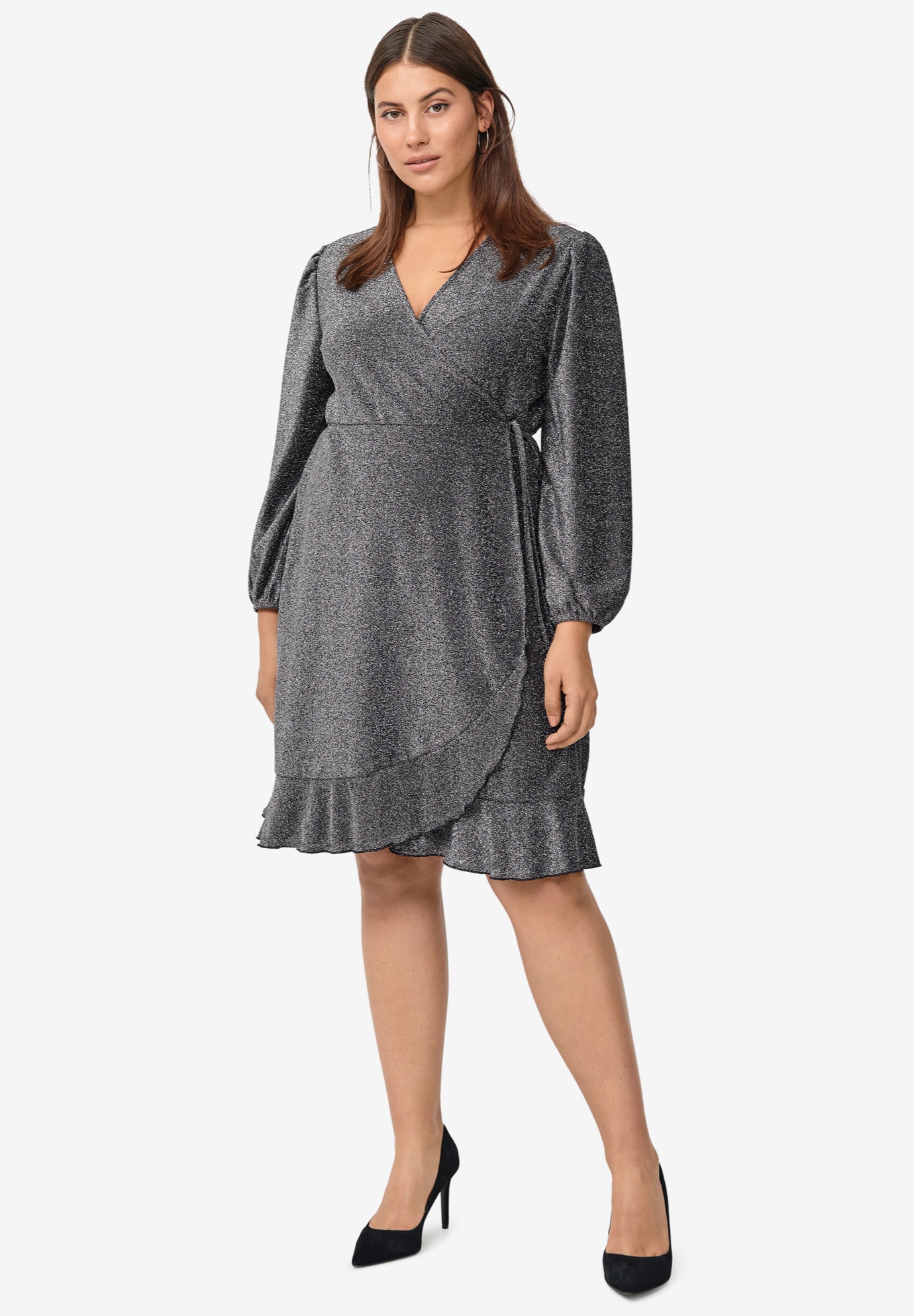 Glitter Knit Wrap Dress Fullbeauty Outlet