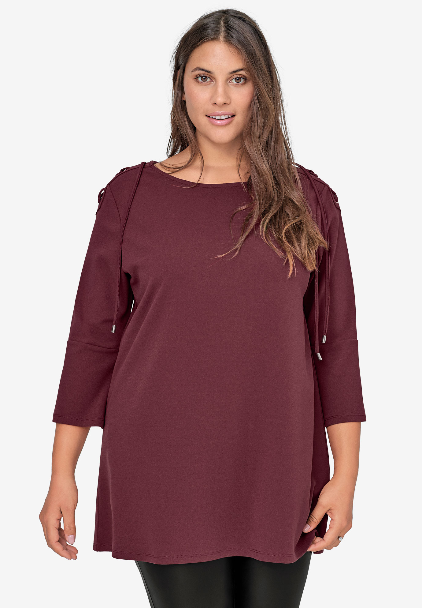 Lace-Up Shoulder Tunic | Fullbeauty Outlet