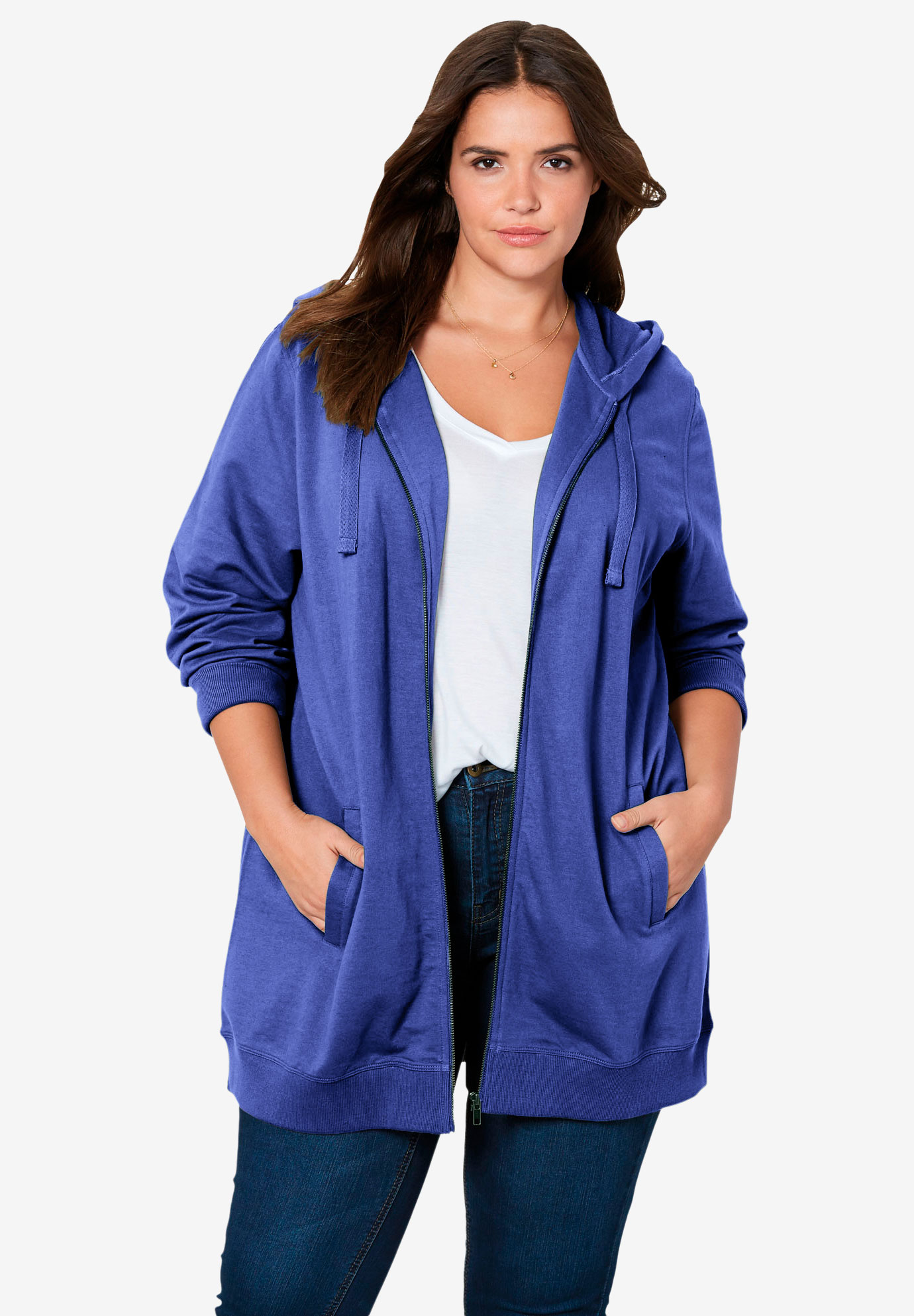 Download Long Zip Front Hoodie by ellos®| Plus Size Sweatshirts ...